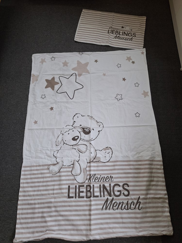 Kinderbettwäsche/ Kopfkissenbezug und Decke kleiner Lieblingsmensch