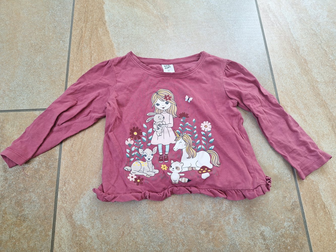 Pinker Pullover mit Einhorn, Reh usw Gr. 92