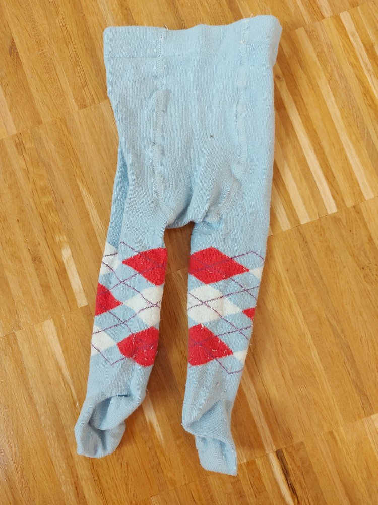 hellblaue rot karierte Babystrumpfhose Gr. 62/68