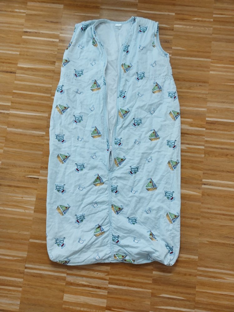 hellblauer Babyschlafsack 110 cm, Reißverschluss defekt