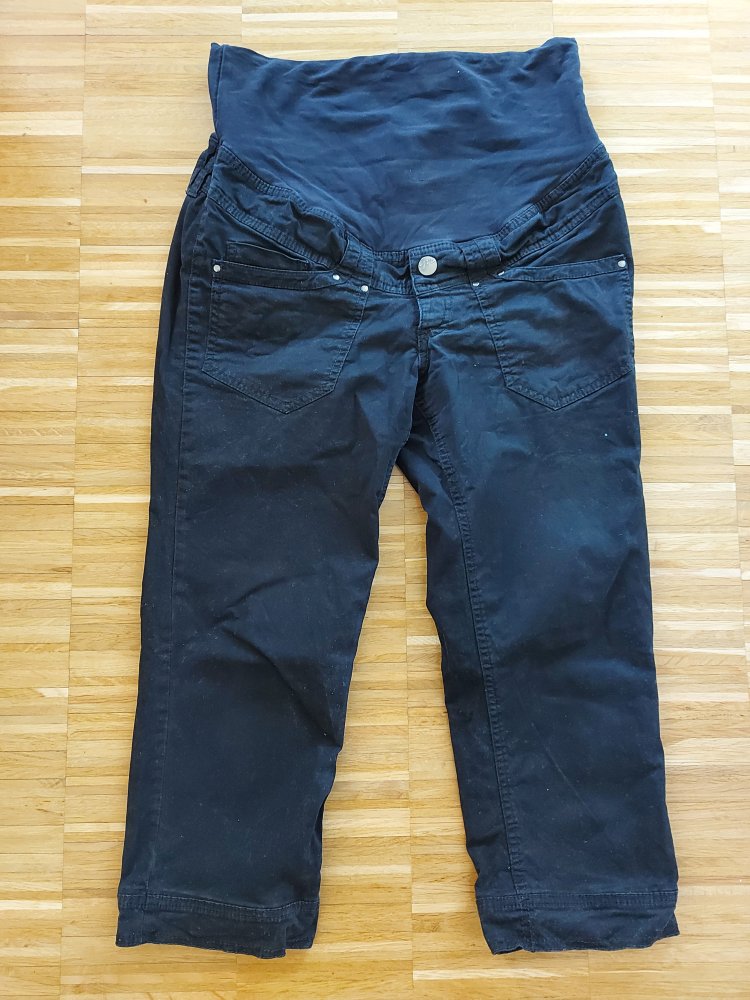schwarze Umstandscaprihose / Dreivierteljeans Gr. 40