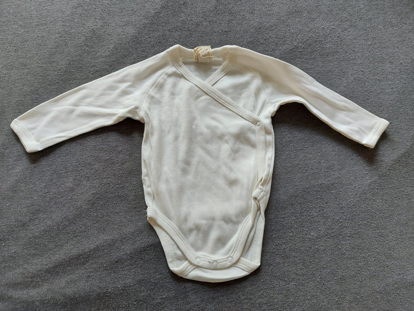 weißer Langarm-Wickelbody Gr. 50/56 geschlechtsneutral / unisex