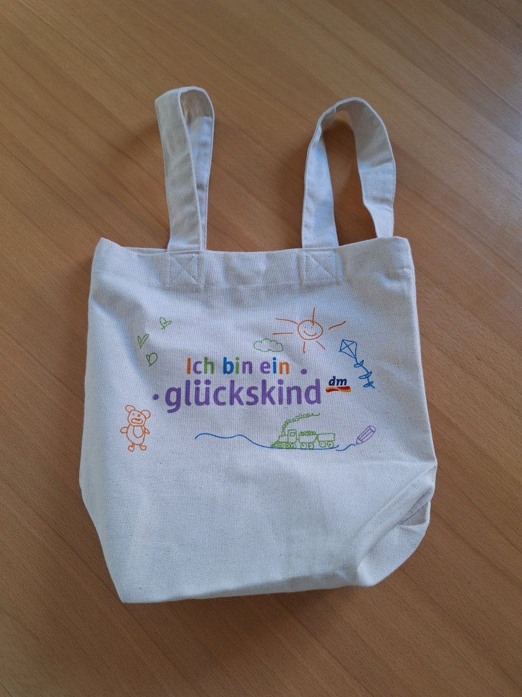 Ich bin ein glückskind-Rucksack aus Jute