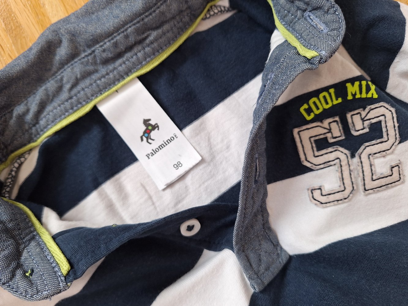 dunkelblau weiß gestreiftes Poloshirt / Polohemd Gr. 98