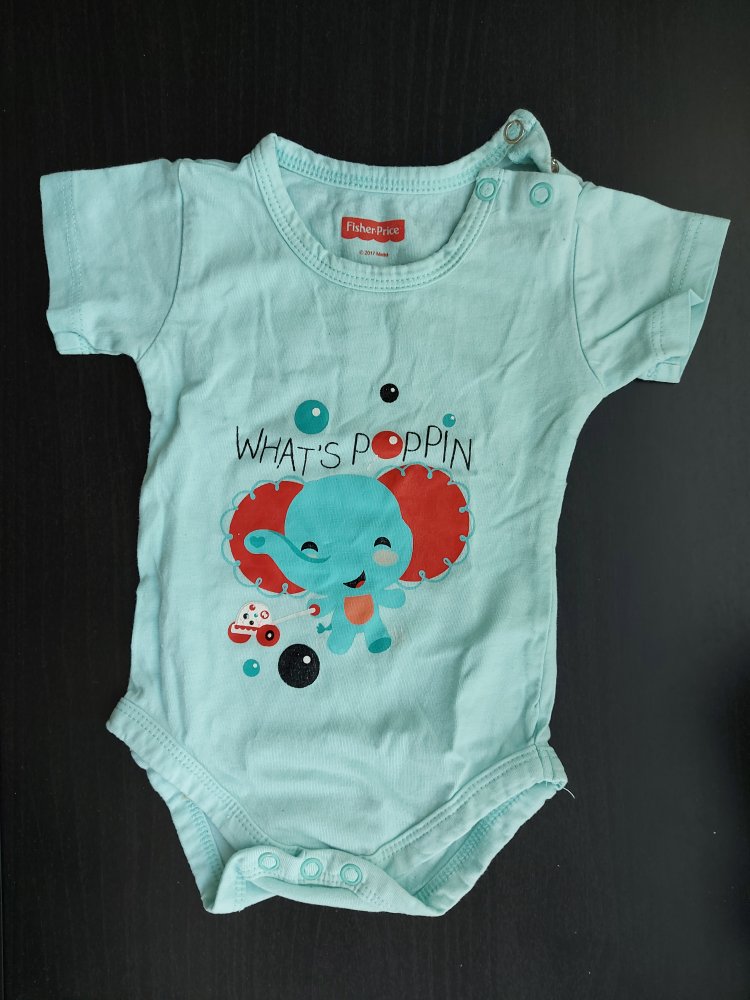 türkiser Kurzarmbody mit Elefant What's Poppin, Gr. 56 