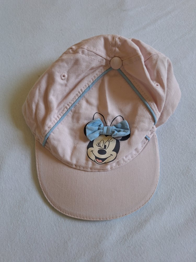 Rosa Käppi mit Minnie Maus und Schleife, Gr. 12/36