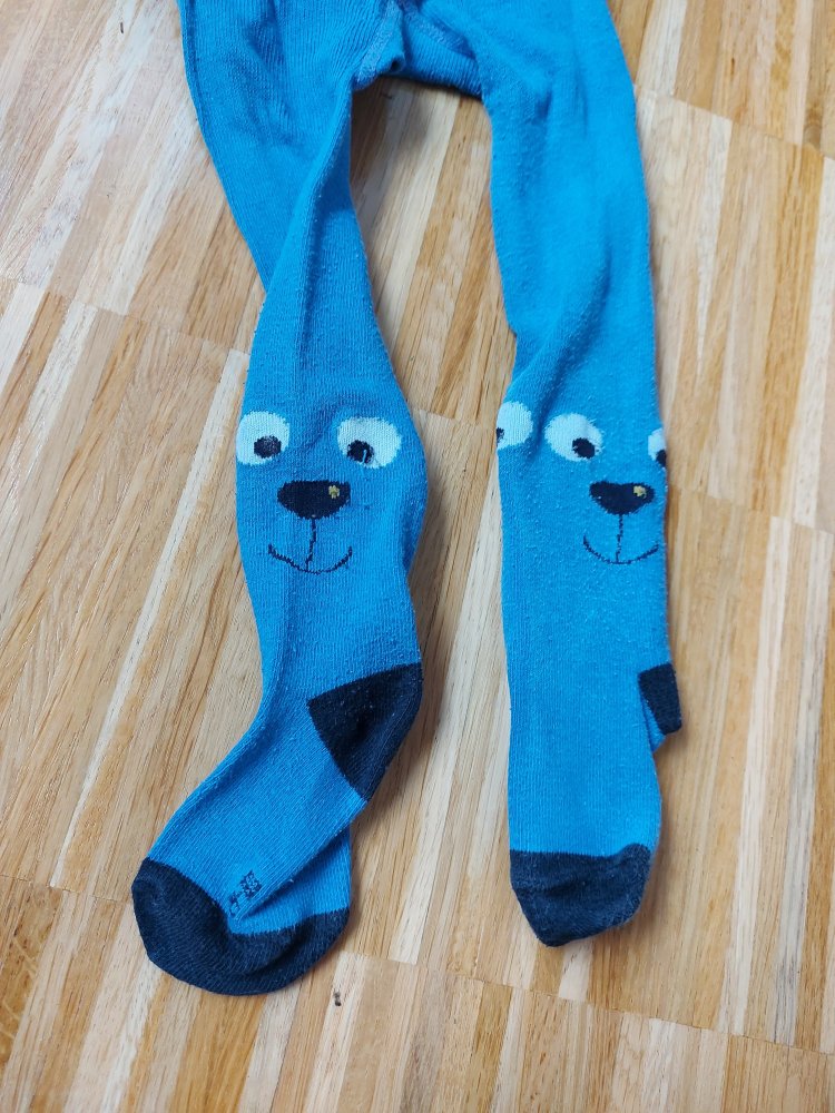 blaue Babystrumpfhose mit Tiergesicht, Gr. 74/80