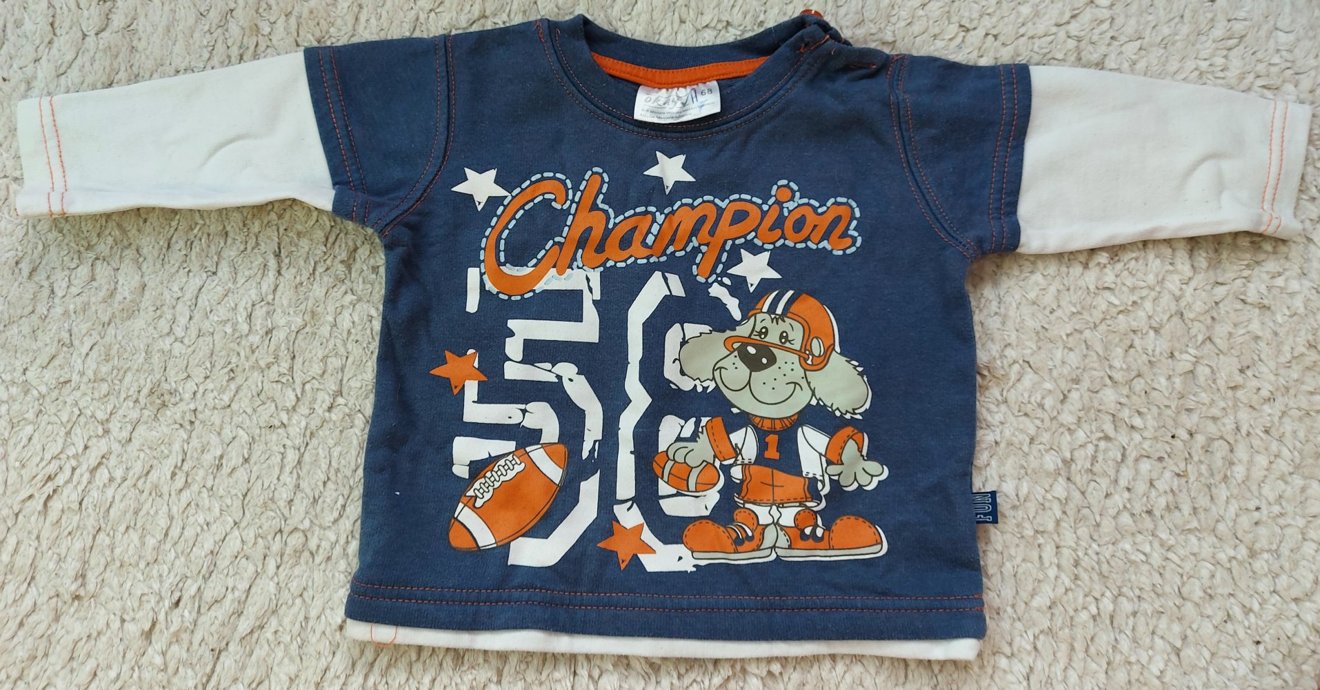 langärmliger blauer Babypullover Champion Gr. 68