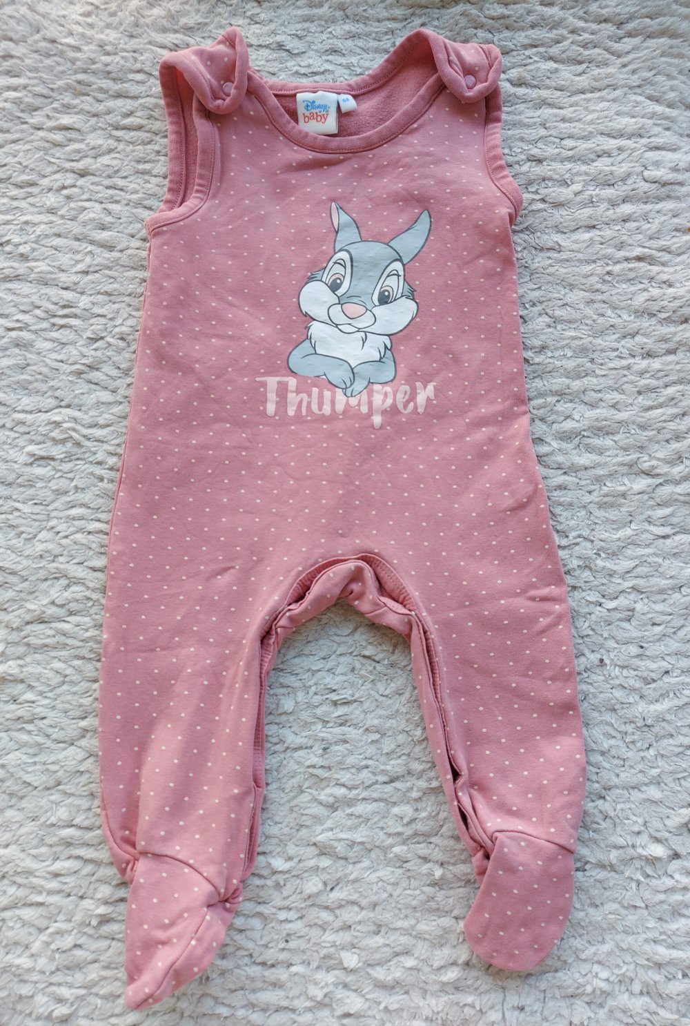 pinker Babystrampler mit Klopfer mit passender Haarschleife Gr. 68 Hase Osteroutfit