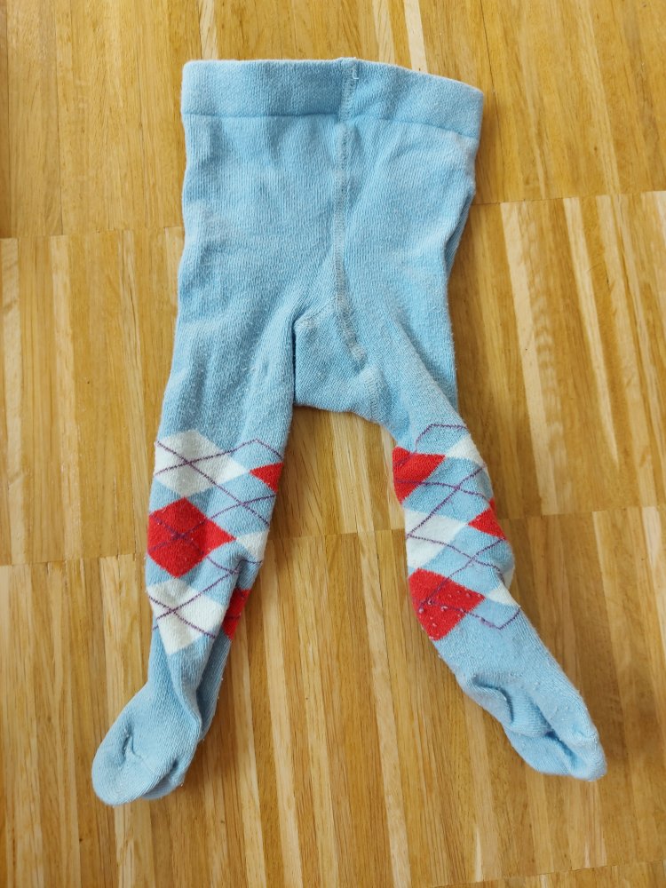 hellblaue rot karierte Babystrumpfhose Gr. 62/68