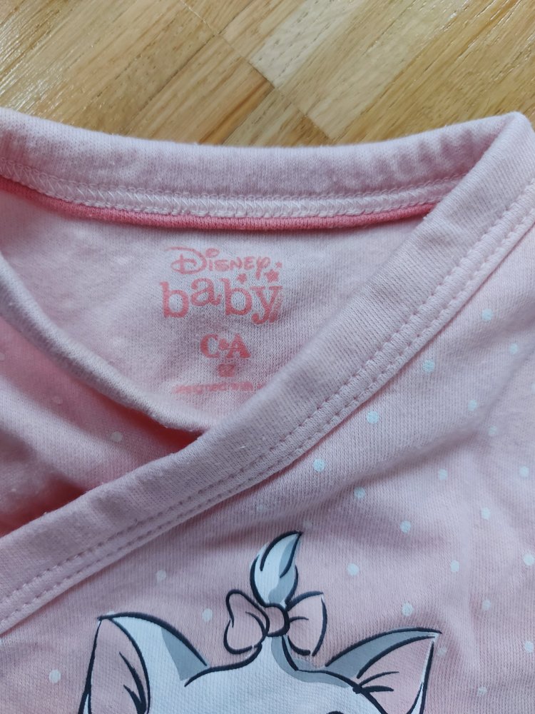 rosa Kurzarm-Wickelbody mit Aristocats-Marie, Gr. 62