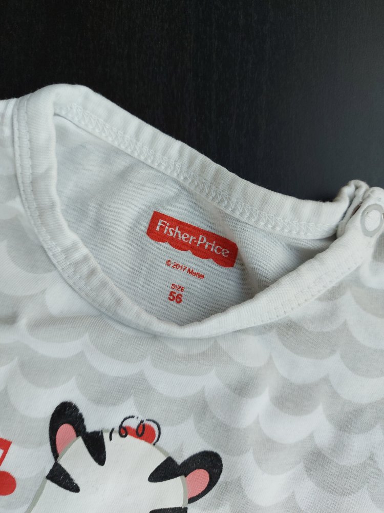 weiß-grauer Kurzarmbody mit Zebra Eat, Sleep, Play, Gr. 56