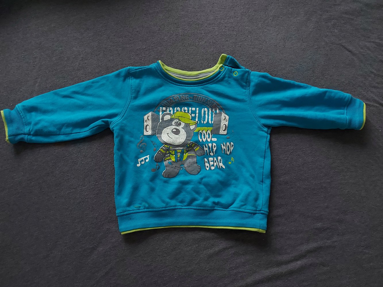 langärmliger blauer Babypullover Hip Hop Bear, Gr. 86