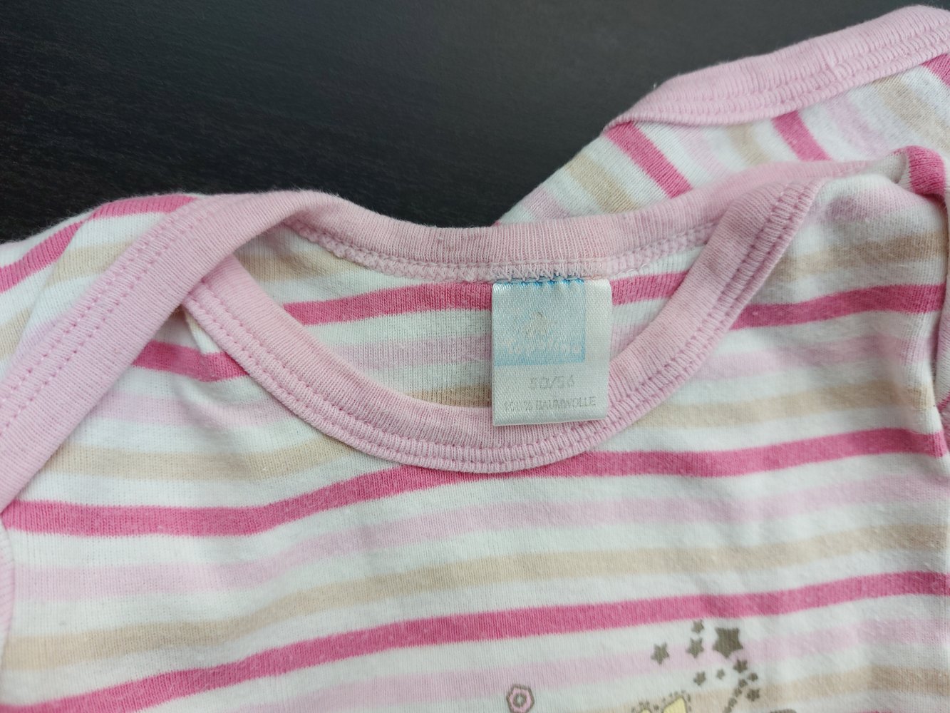 Niedlicher pink gestreifter Kurzarmbody moon rider, Gr. 50/56