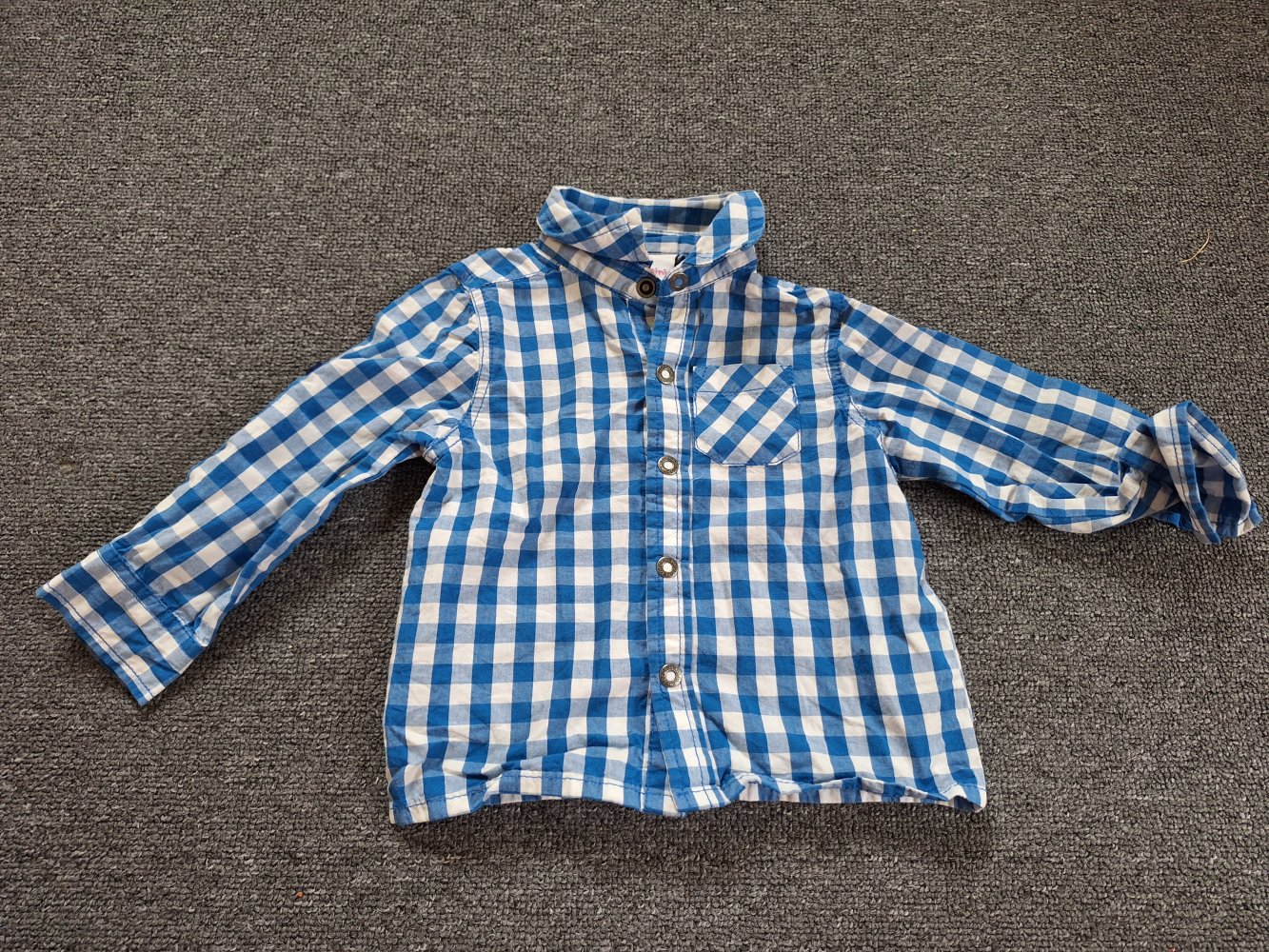 langärmliges blau-weiß kariertes Baby-Hemd, Gr. 80 Oktoberfest