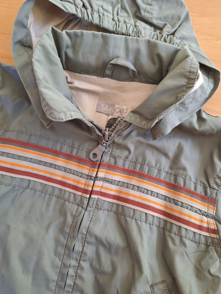 khakifarbene Übergangsjacke mit abnehmbarer Kapuze, Gr. 80