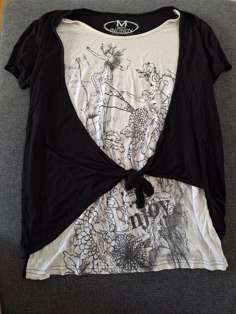 schwarz weißes Blusen-Shirt Gr. M/38