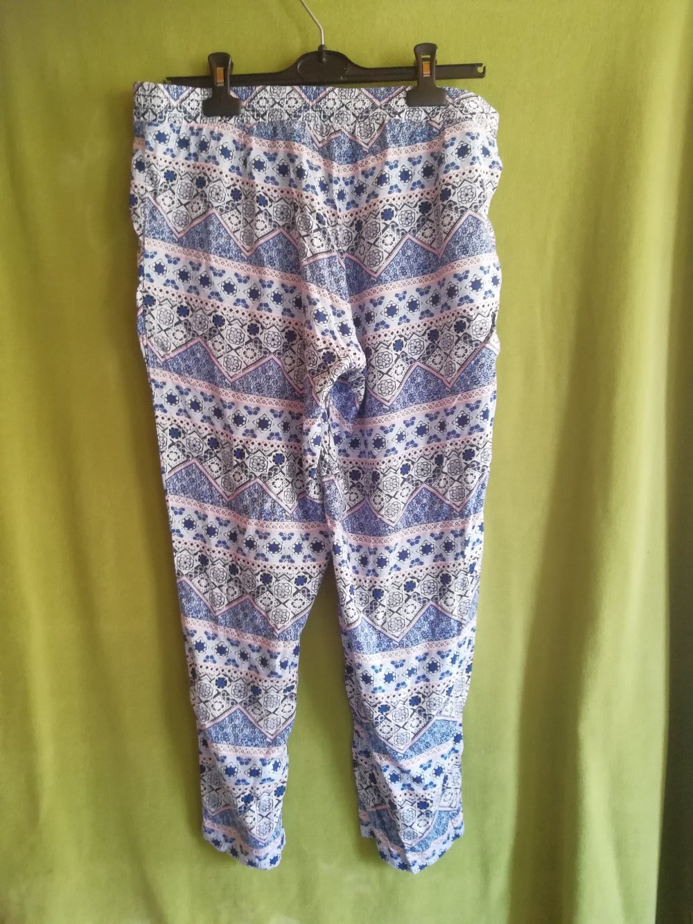 Hose Schlupfhose Haremshose blau weiß rosa Gr. 42