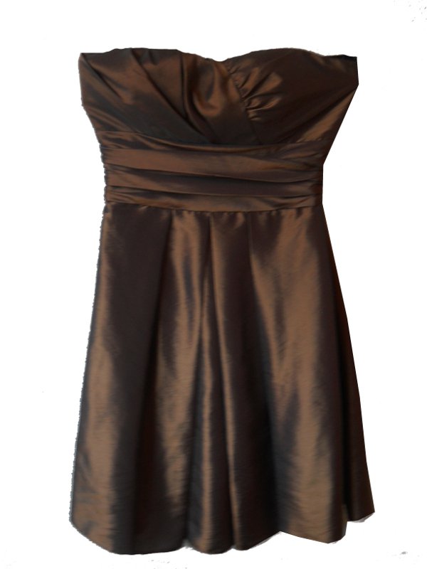 Partykleid Cocktailkleid Taftkleid schimmernd glänzend tabakbraun offshoulder schulterfrei Gr. 34