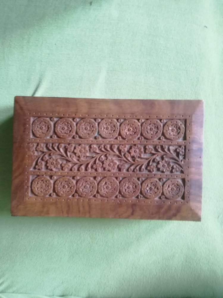  Holzbox Schatulle Schmuckaufbewahrung Holz Indien alt