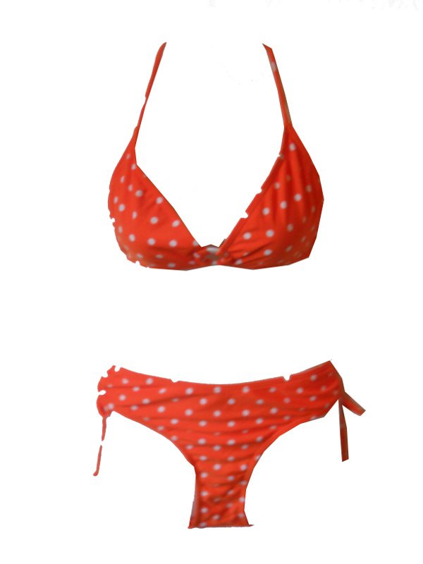 Bikini Triangel Punkte Polka Dots orange weißGr. 38