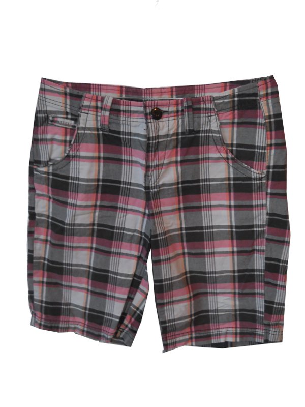 Bermuda - kurze Hose - kariert -  5-Pocket - rosa - grau - weiß - H & M - Gr. 38