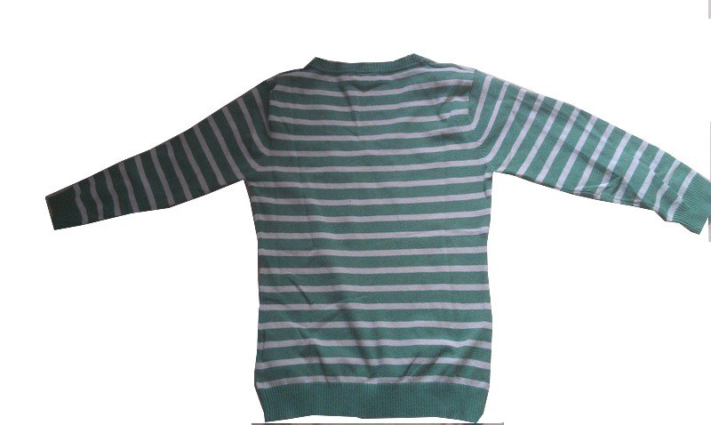 Pullover Strickpullover Strick gestreift Streifen grün beige Gr. M V-Ausschnitt H&M