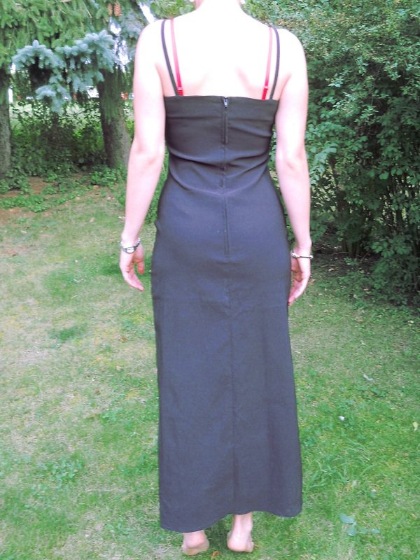 Kleid lang schwarz Schlitz Spaghettiträger Gr. 38