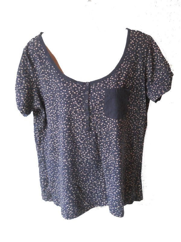 T-Shirt Shirt blau mit Muster Gr. XL