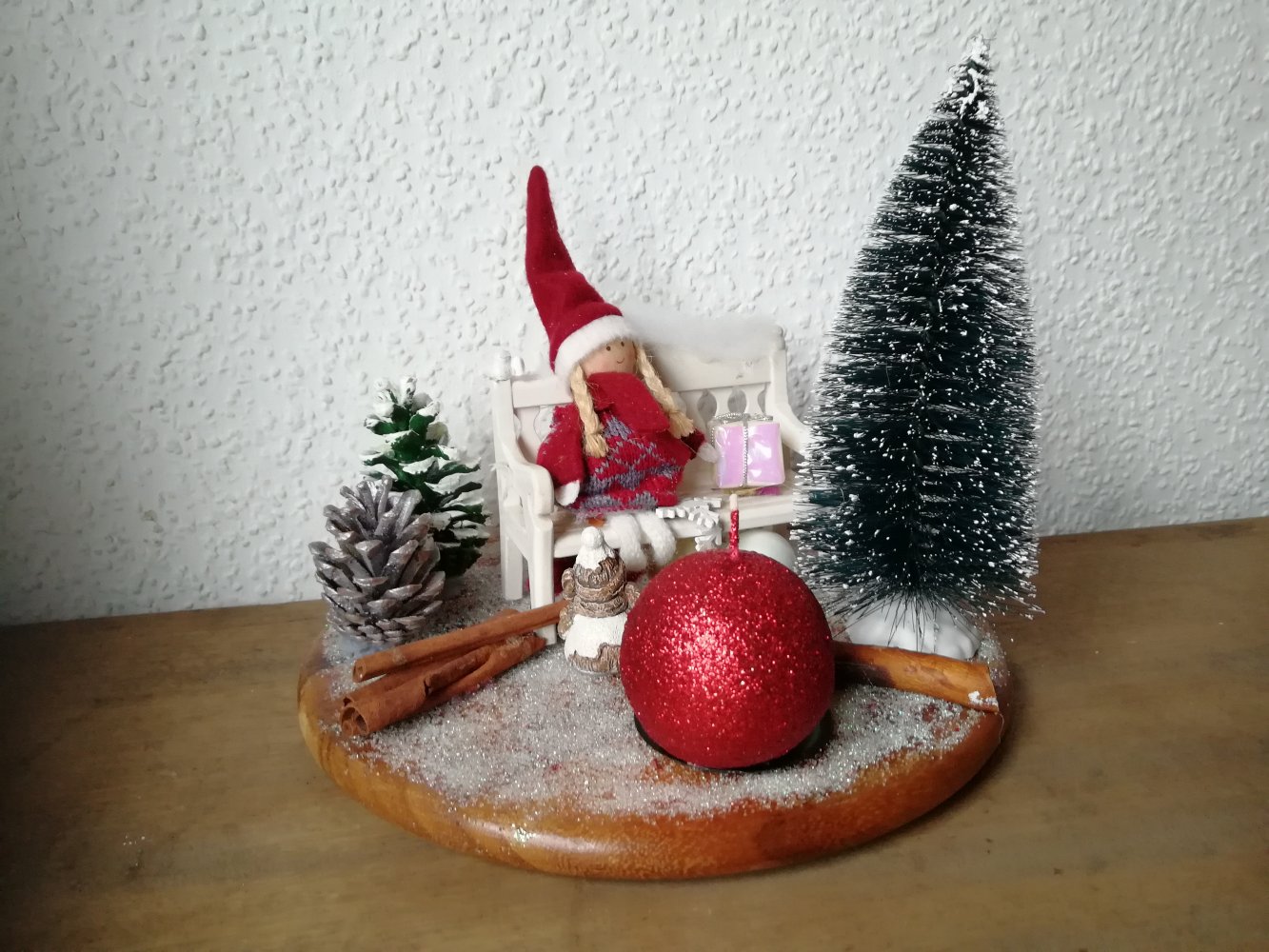  Deko Weihnachten Winter Holzteller neuwertig