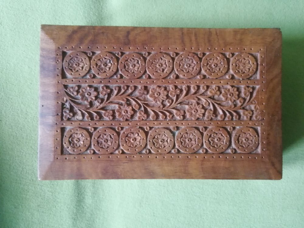  Holzbox Schatulle Schmuckaufbewahrung Holz Indien alt
