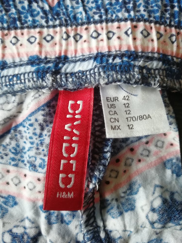 Hose Schlupfhose Haremshose blau weiß rosa Gr. 42