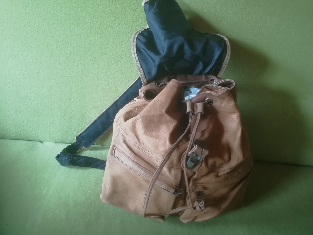 Rucksack Leder Echtleder braun Vintage