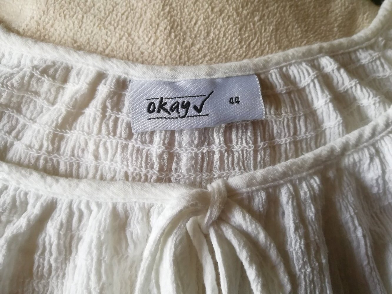 Bluse weiß Crinkle Krinkel kurzärmlig Gr. 44