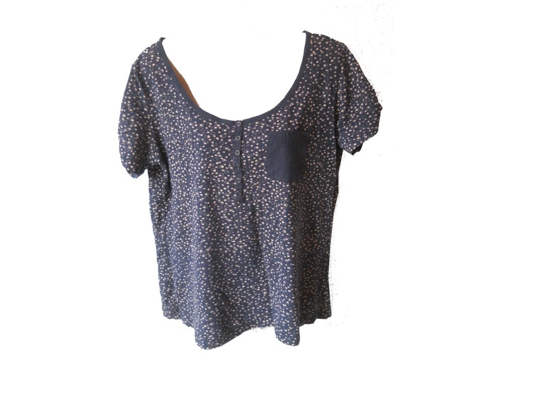 T-Shirt Shirt blau mit Muster Gr. XL