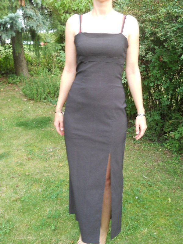 Kleid lang schwarz Schlitz Spaghettiträger Gr. 38