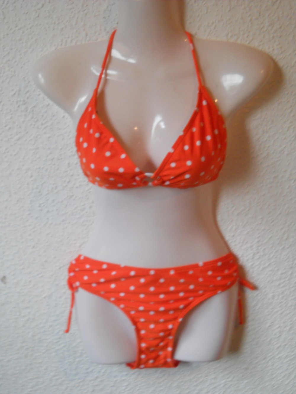 Bikini Triangel Punkte Polka Dots orange weißGr. 38