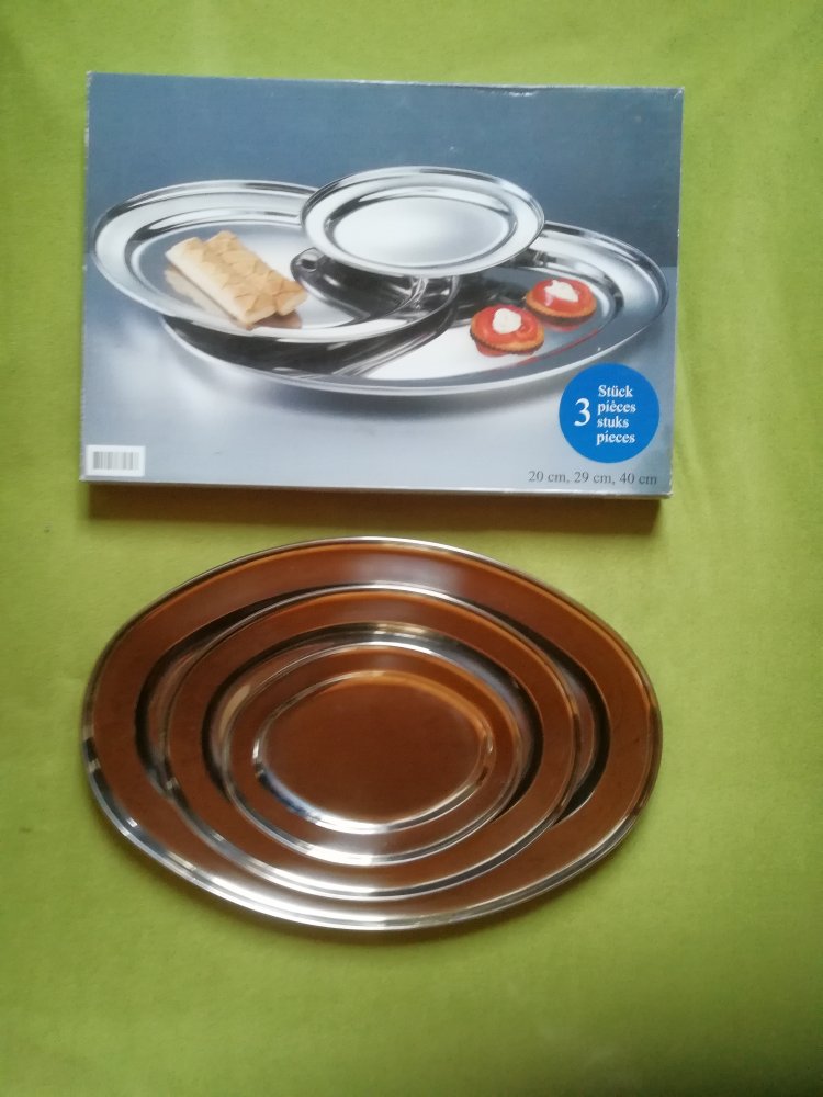 Serviertablett 3er - Set Edelstahl