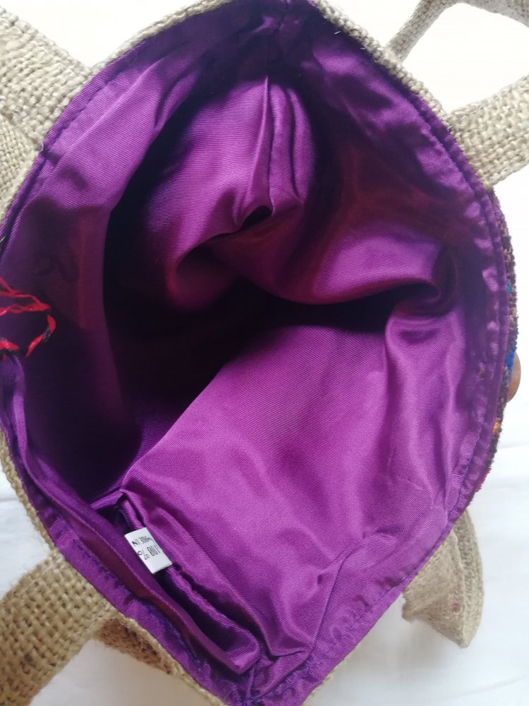 Tasche Jutebeutel Jutetasche Stickerei Hippie Ethno Indigen NEU