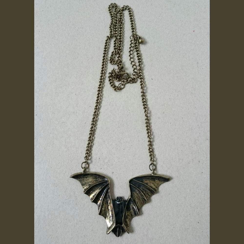 Gothic Goth Steampunk Bat Fledermaus bronze Kette