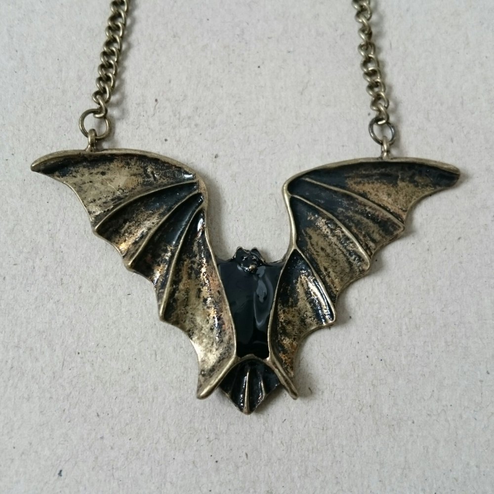 Gothic Goth Steampunk Bat Fledermaus bronze Kette