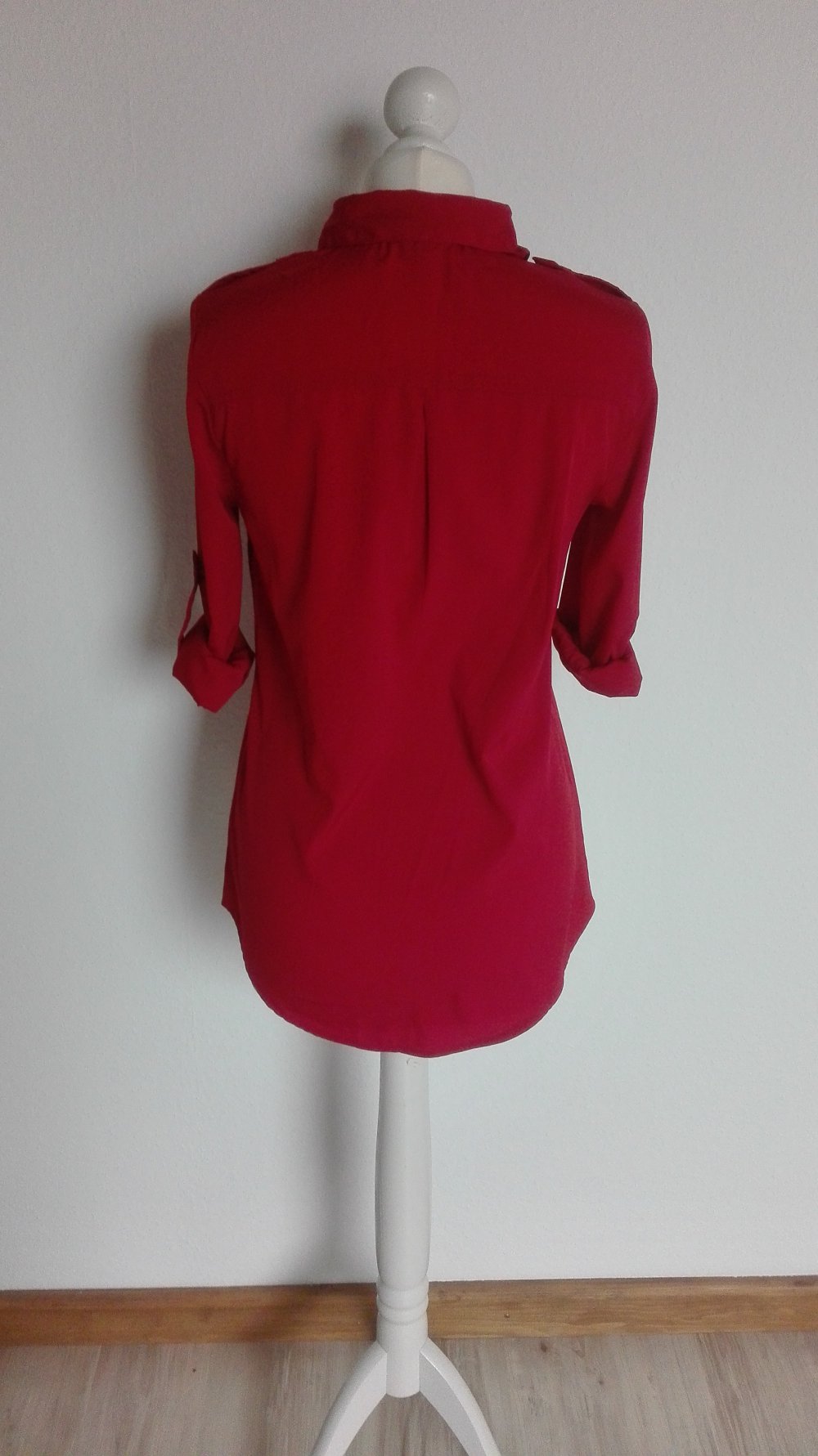 Rote Bluse / Hemd in Größe S 36 mit Brusttaschen von Clockhouse / C&A