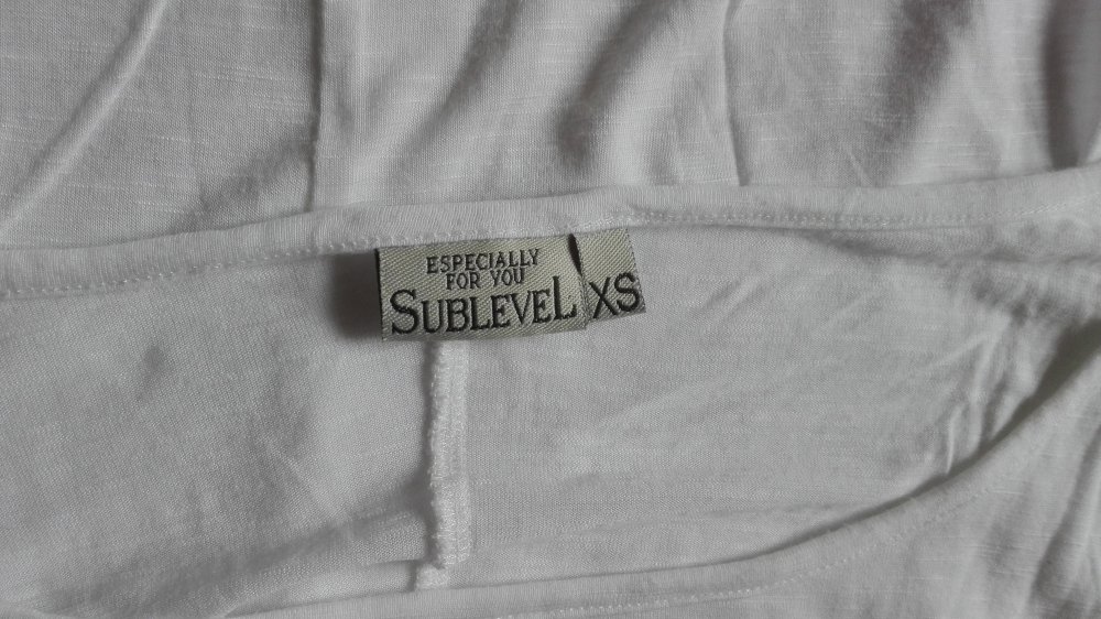 Weißes Basic Shirt mit 3/4-Ärmeln in Größe 34 XS Sublevel oversize