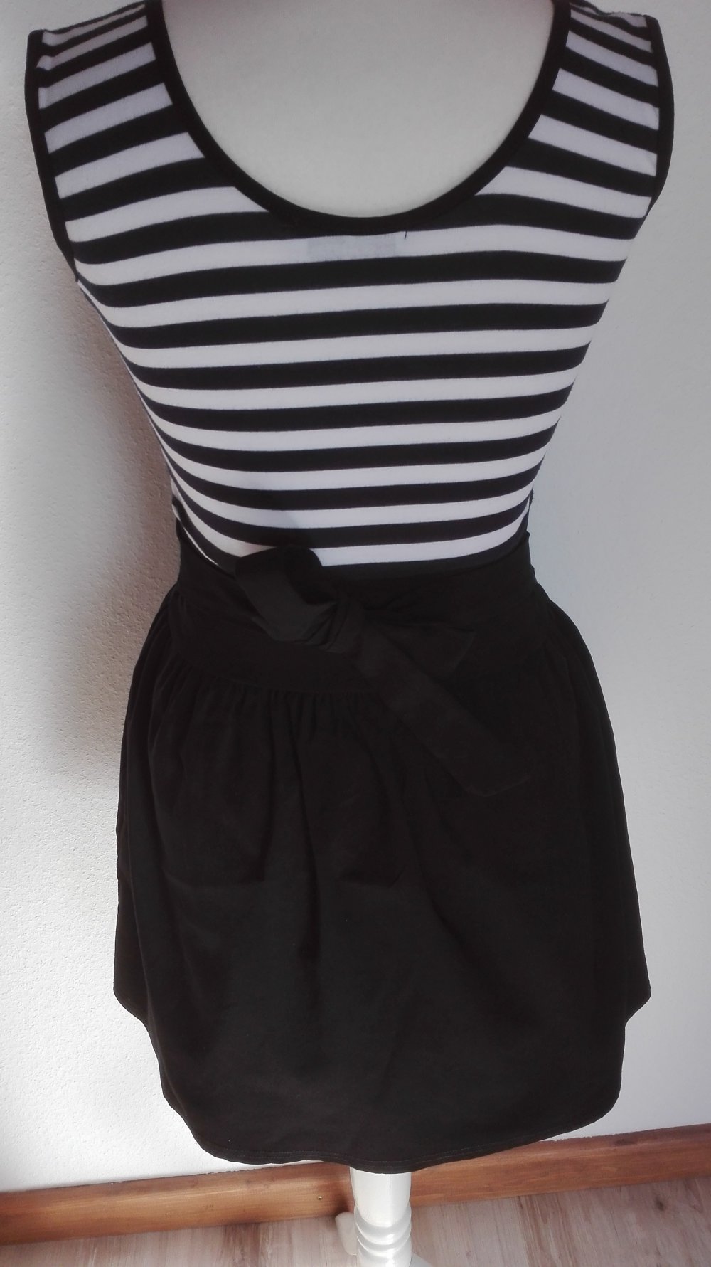Kleid im Marine-Stil gestreift retro Größe XS 34 / S 36 von Black & White