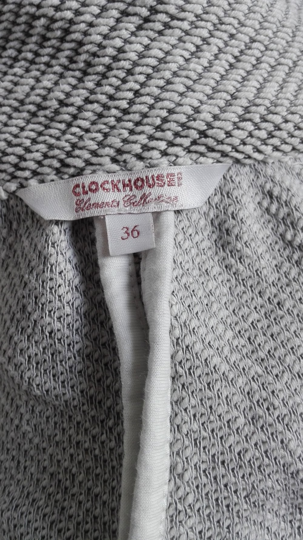Grau weiß mellierter Cardigan von Clockhouse / C&A mit Kragen und Taschen in Größe 36