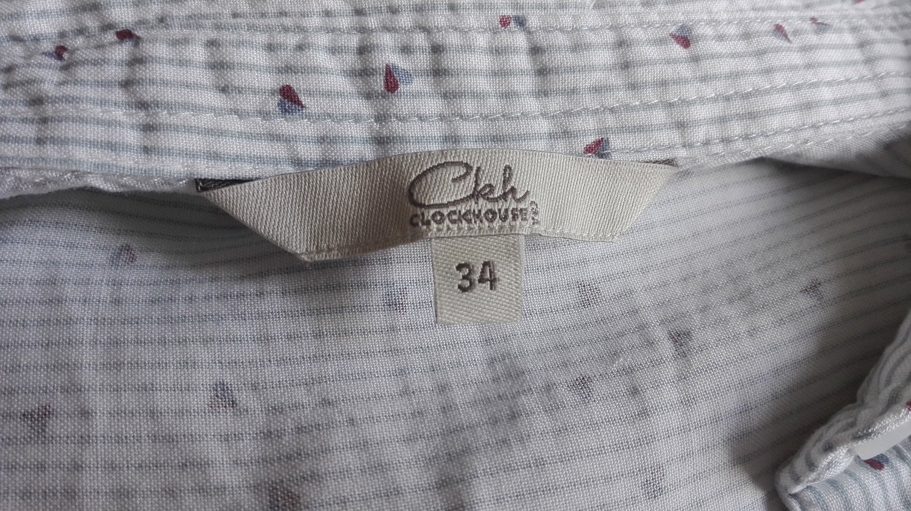 Weiß blau gestreifte Bluse mit Herzen in Größe 34 XS C&A Clockhouse mit leichten Puffärmeln