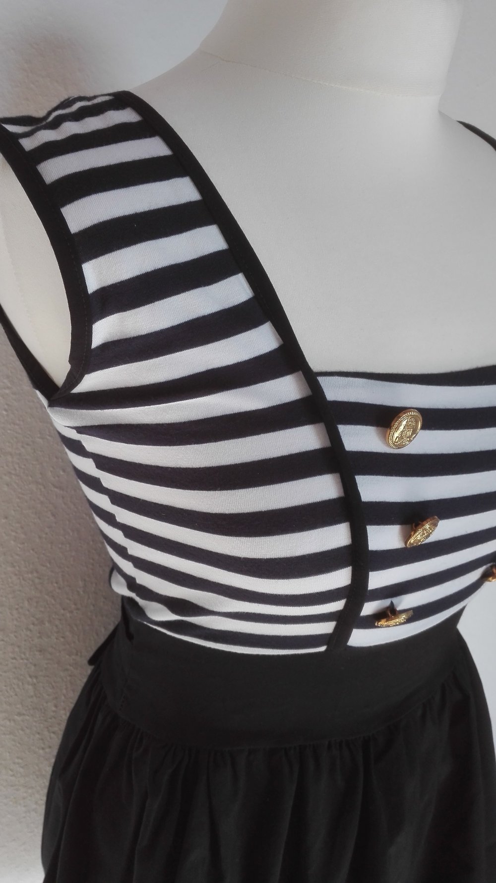 Kleid im Marine-Stil gestreift retro Größe XS 34 / S 36 von Black & White