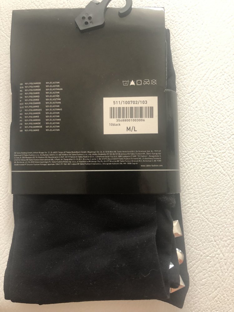 Schwarze 3/4 Leggings mit Fake-Nieten Gr.M/L