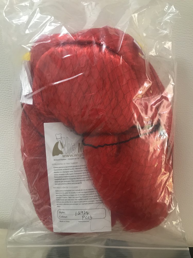 Rote lange Perücke mit Zierde / Fasching / Halloween / Cosplay