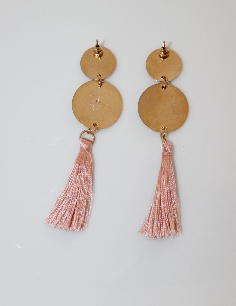 Ohrringe Ohrhänger Gold Rosa Rose Quasten